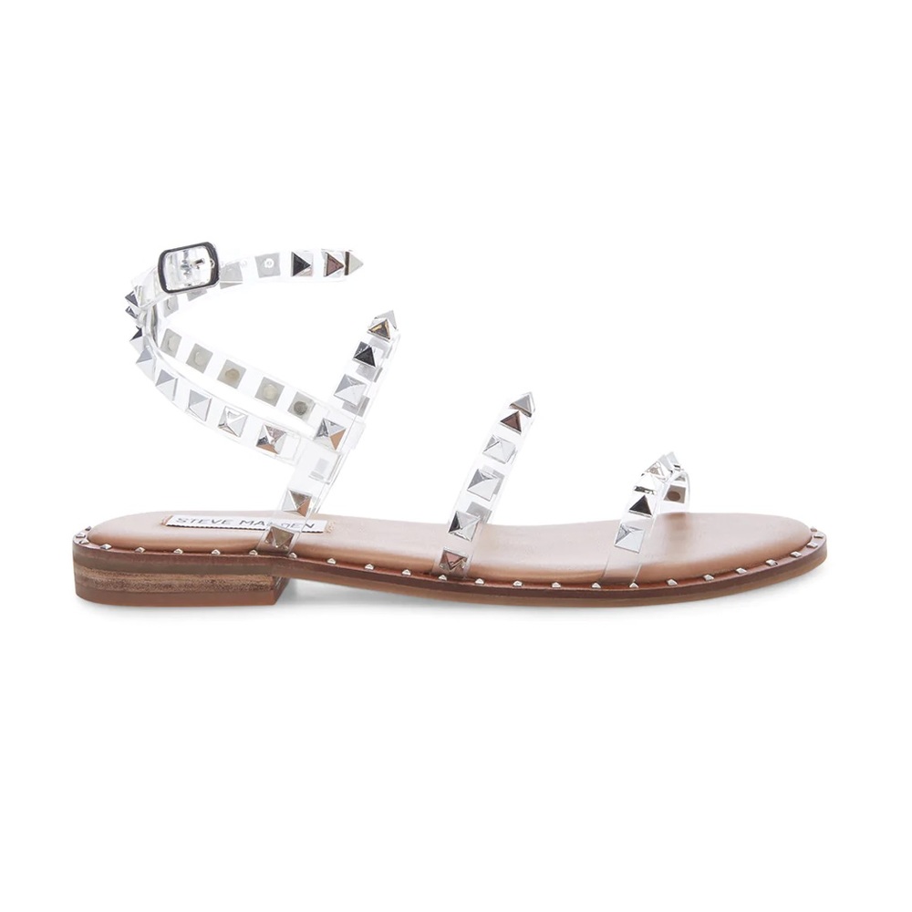 Steve Madden Clear Studded Ankle-Strap Sandals